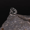 Handcrafted Brass Geometric Finger Ring Silver Look
