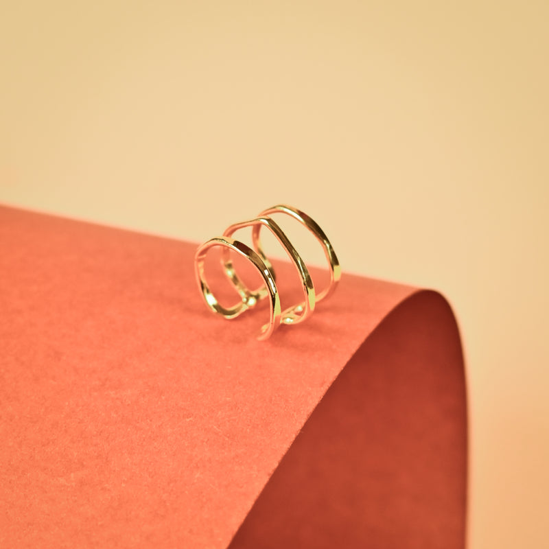 Handcrafted Brass Three Layer Finger Ring