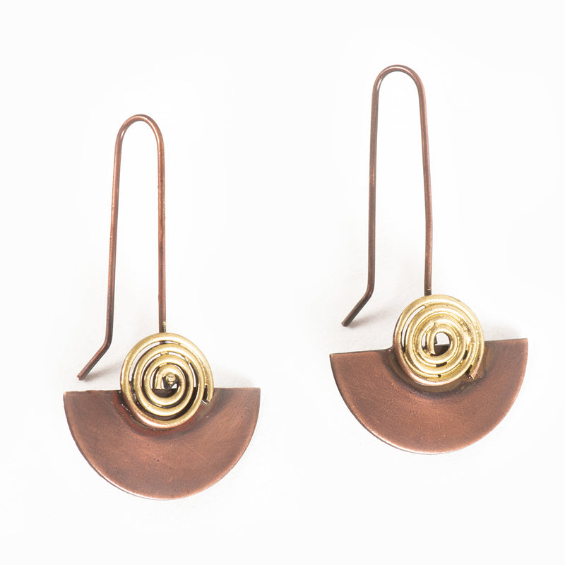 Handcrafted Copper Spiral Design Earring