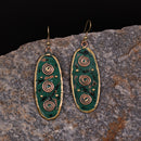 Handcrafted Green Three Circles Textured Earring
