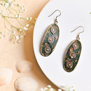 Handcrafted Green Three Circles Textured Earring