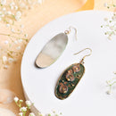 Handcrafted Green Three Circles Textured Earring