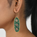 Handcrafted Green Three Circles Textured Earring