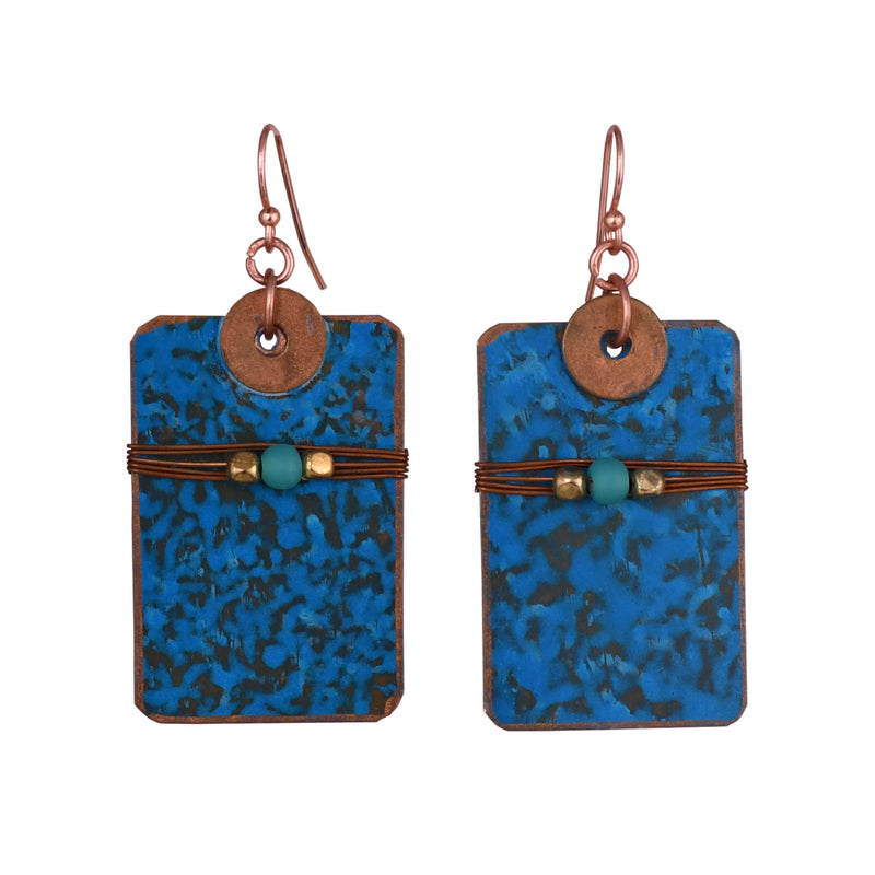 Handcrafted Copper Rectangular Earring