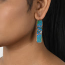 Handcrafted Copper Rectangular Long Earring