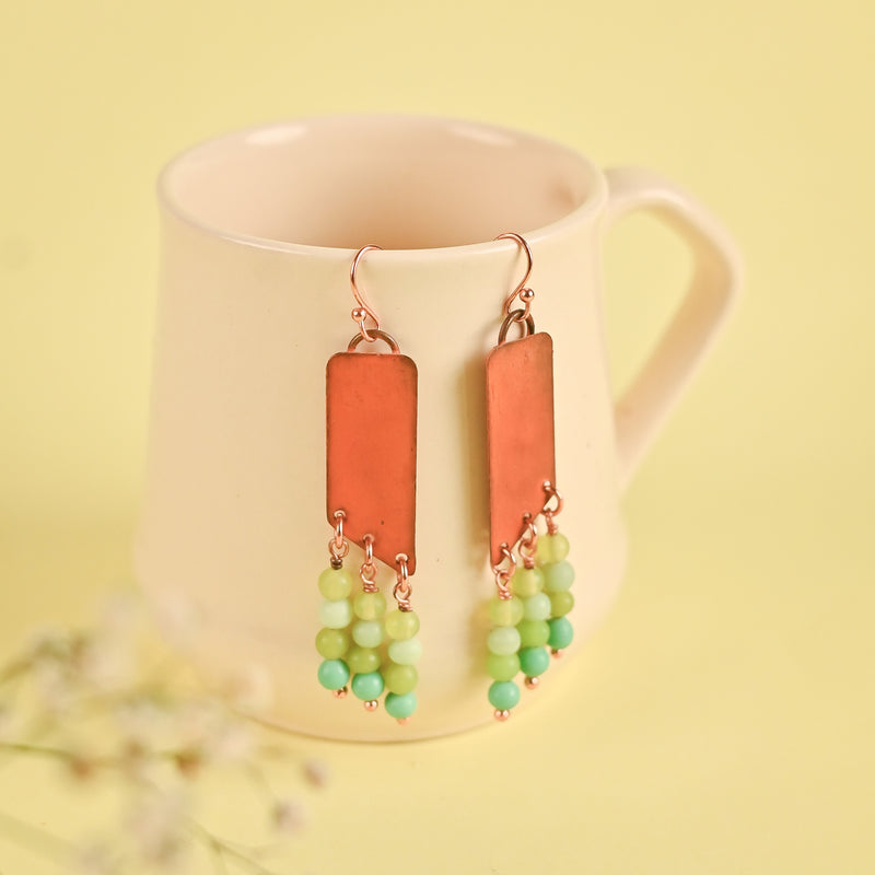 Handcrafted Copper with Coloured Beads Earring