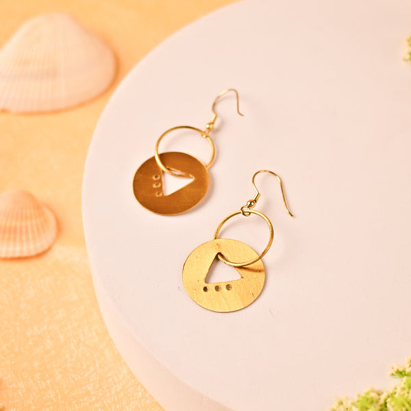 Handcrafted Brass Circles and Triangle Earring