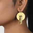 Handcrafted Brass Circles and Wave Design Earring