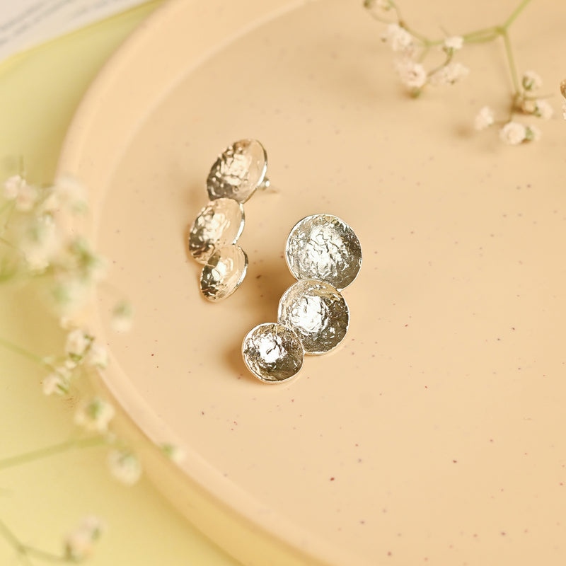 Handcrafted Brass Earring Silver Bowl Design