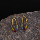 Handcrafted Brass Earring with Colourful Glass Beads