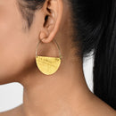 Handcrafted Brass Hammered Dull Gold Hoop Earring