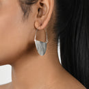 Handcrafted Brass Silver Hammered Earring