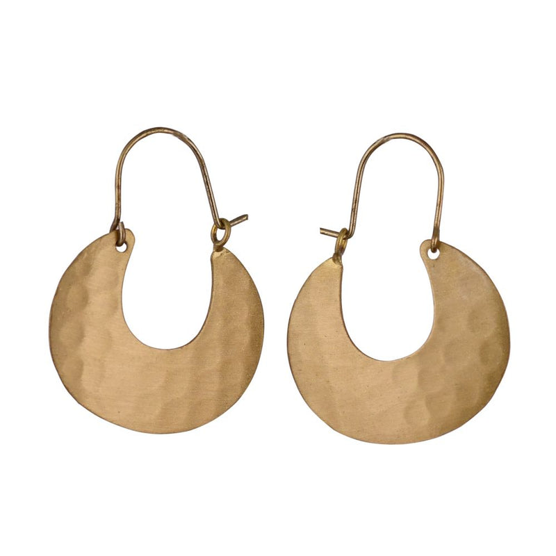 Handcrafted Brass Hammered Hoop Earring