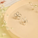 Handcrafted Brass Flower Stud Earring Silver Look