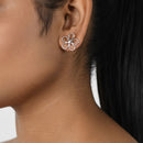 Handcrafted Brass Flower Stud Earring Silver Look