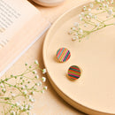 Handcrafted Multicolored Brass Wood Circle Earring
