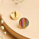 Handcrafted Multicolored Brass Wood Circle Earring