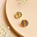 Handcrafted Multicolored Brass Wood Circle Earring