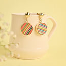 Handcrafted Multicoloured Brass Wood Circle Earring
