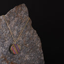 Handcrafted Brass Neckpiece with Multicoloured Wood Pendant