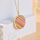 Handcrafted Brass Neckpiece with Multicoloured Wood Pendant
