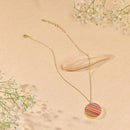 Handcrafted Brass Neckpiece with Multicoloured Wood Pendant