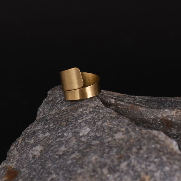 Handcrafted Brass Finger Ring Swirl Design