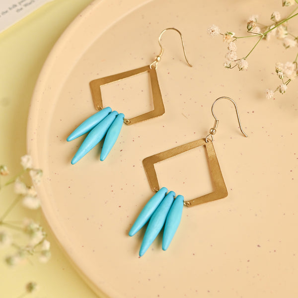 Handcrafted Brass Turquoise Bead Earring