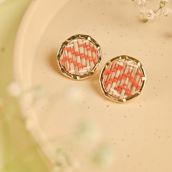 Handcrafted Natural Grass with Thread work Stud Earring