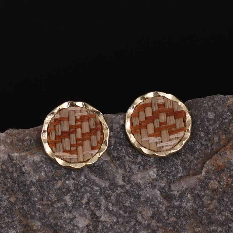 Handcrafted Natural Grass with Thread work Stud Earring