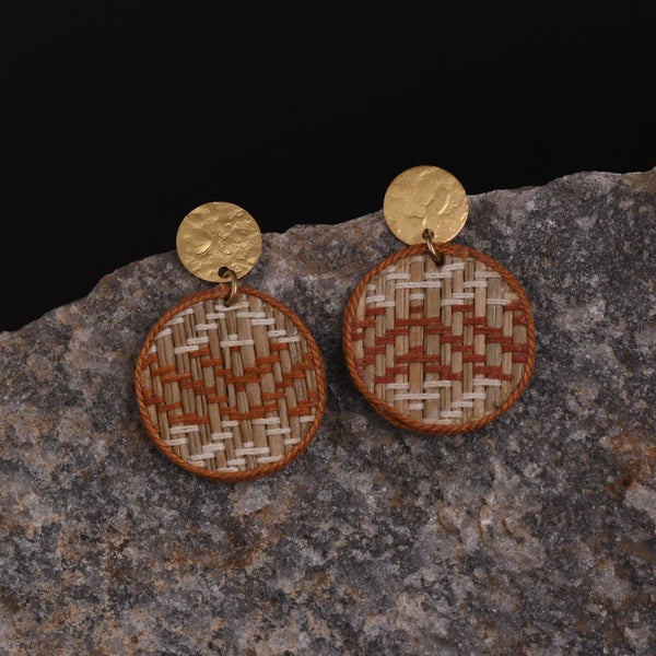 Handcrafted Natural Grass with Brass Bead Earring