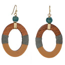 Handcrafted Wooden Ring with Thread Work Earring