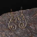 Handcrafted Cat Design Brass Earring