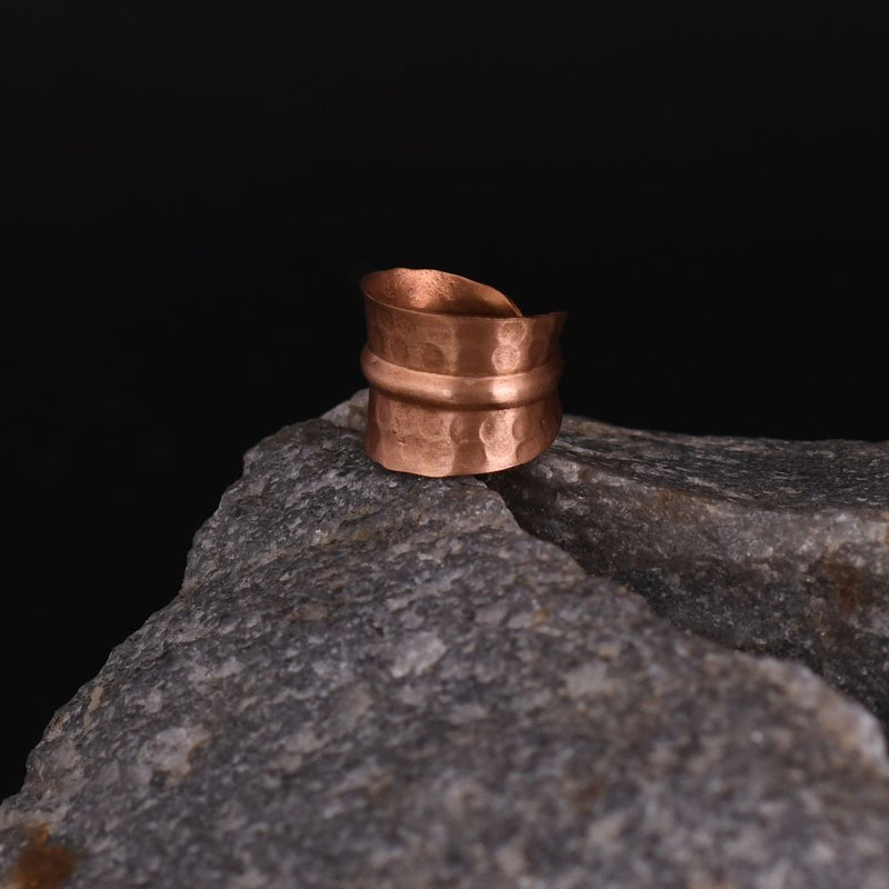 Buy Copper Crystal Stamp Ring. Statement Jewellery for Him Her. Copper Hand  Stamped Open Back Ring Online in India - Etsy
