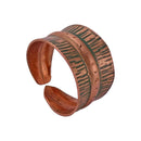 Handcrafted Copper Finger Ring with Green Lines