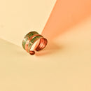 Handcrafted Copper Finger Ring with Green Lines