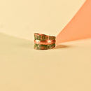 Handcrafted Copper Finger Ring with Green Lines
