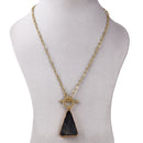 Handcrafted Brass Neckpiece with Stone Pendant