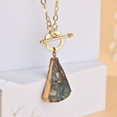 Handcrafted Brass Neckpiece with Stone Pendant