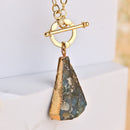 Handcrafted Brass Neckpiece with Stone Pendant