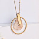 Handcrafted Brass Neckpiece with Circular Stone Pendant