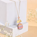 Handcrafted Brass Neckpiece with Multicoloured Wood Pendant