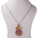 Handcrafted Brass Neckpiece with Multicoloured Wood Pendant