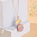 Handcrafted Brass Neckpiece with Multicoloured Wood Pendant