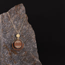 Handcrafted Brass Neckpiece with Natural Grass Circular Pendant