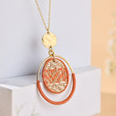 Handcrafted Brass Neckpiece with Natural Grass Circular Pendant