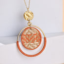 Handcrafted Brass Neckpiece with Natural Grass Circular Pendant