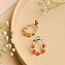 Handcrafted Brass Red Bead Stud Earring