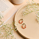 Handcrafted Brass Red Bead Stud Earring