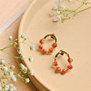 Handcrafted Brass Red Bead Stud Earring